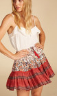 🌺SPELL & THE GYPSY Elle Rosewood Ruffle Hem Tassel Tie Rayon Mini Skirt-XS/S-
