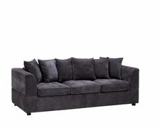 Dark great sofa with 6 pillows Chenille Upholstered 3-Seater 