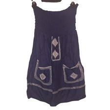 Vintage Havana Navy Blue Women's Size Small Embroidered Sleeveless Dress Swim