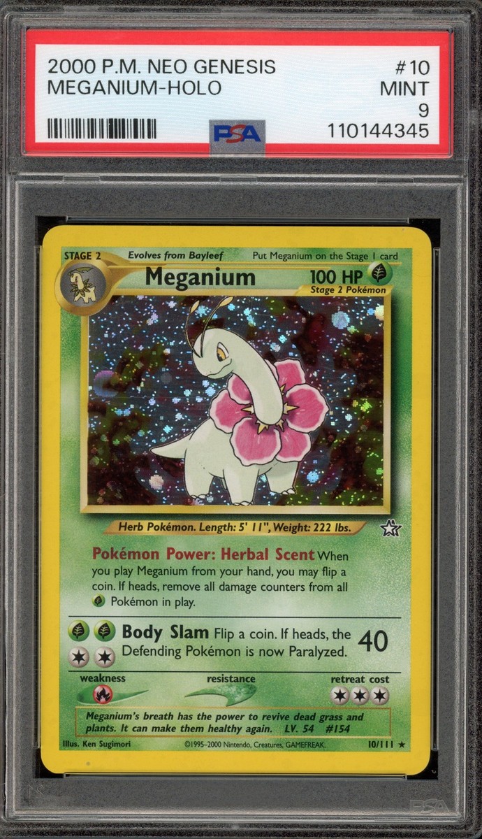Pokemon Meganium Neo Genesis Unlimited Holo Rare #10 PSA 9 Mint | eBay
