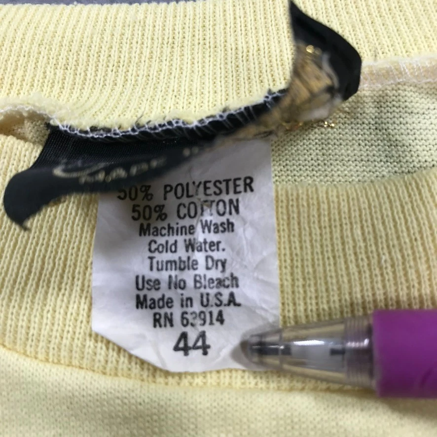 Camiseta Gato Vintage Años 90 Mujer 44 Amarillo Gran Tamaño Pijama Gatos Manga Corta EE. UU. Foto 4 de 4