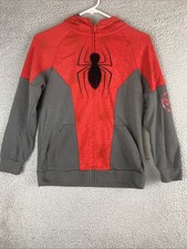Marvel Spider Man Youth Hoodie Jacket Sweatshirt Full Zip 10/12 Red,Gray,Black