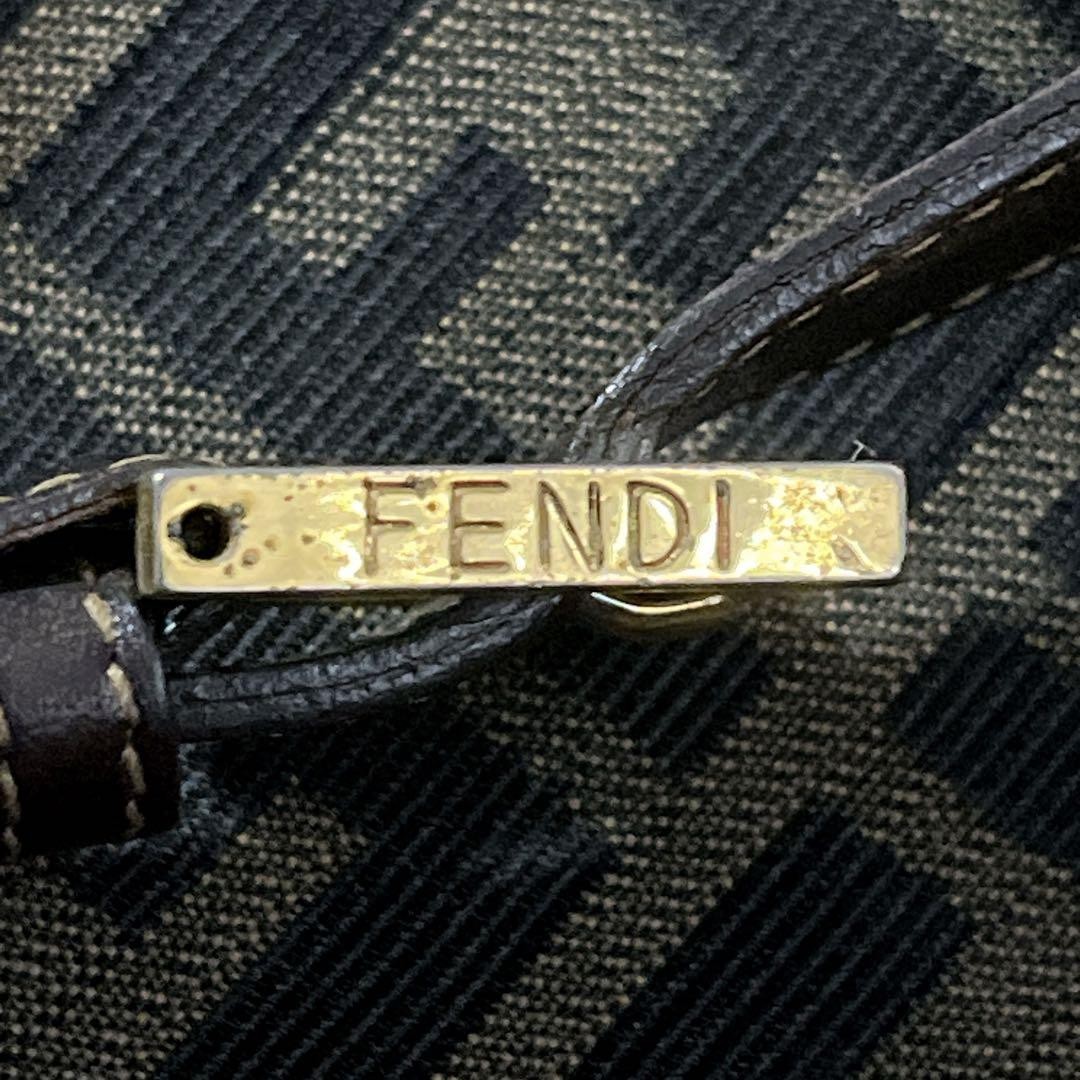 FENDI Zucca Mamma Baguette Shoulder Bag Brown Canvas Leather Gold