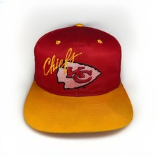 Vintage Kansas City Chiefs Snapback Hat, 100 Cotton Cap, Script, Red, NFL - AJD