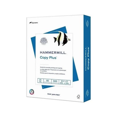 Hammermill Copy Plus Paper 20Lb 92 GE/102 ISO 8-1/2''x11'' White 105007RM