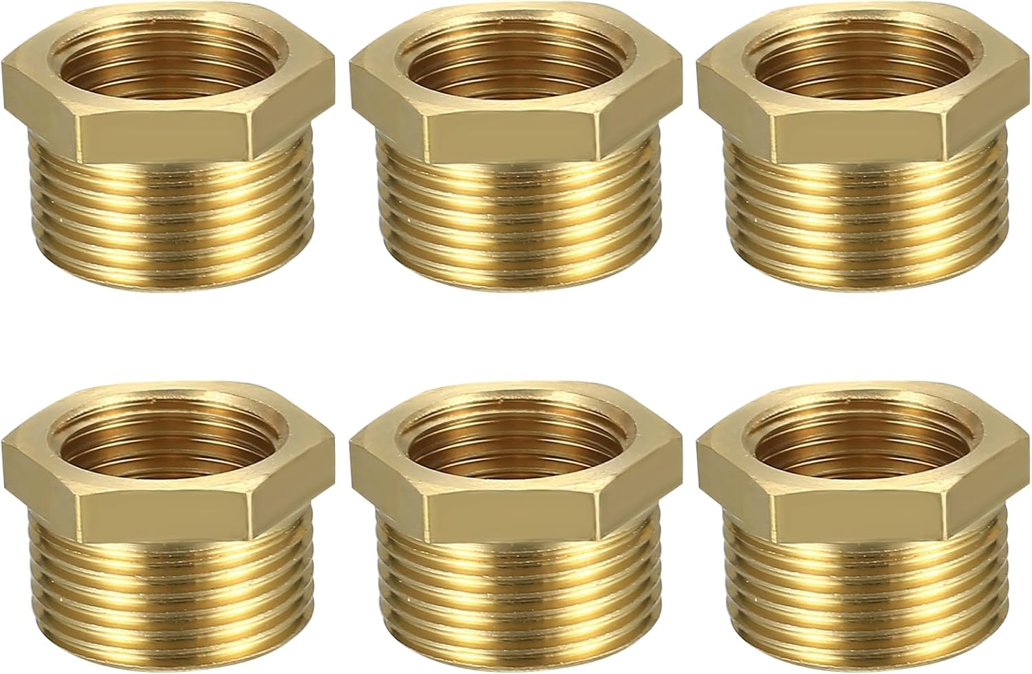 3/4 to 1/2 Inch Reducer Adapters, 6 Pcs G3/4 Male Thread to G1/2 Female Brass Th