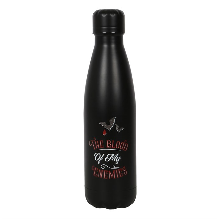 The Blood Of My Enemies Gothic Reusable Metal Water Bottle. Gothic Vampire Gift