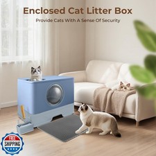 XXXL Stainless Steel Litter Box with Lid, Front Entry Top Exit, Extra Large M...