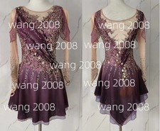 Ice Figure Skating Dress Rhythmic Gymnastics Twirling Competition purple dyeing