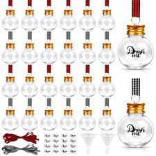 32 Pack Christmas Booze Balls, Fillable Christmas Tree Hanging Ornaments Clea...