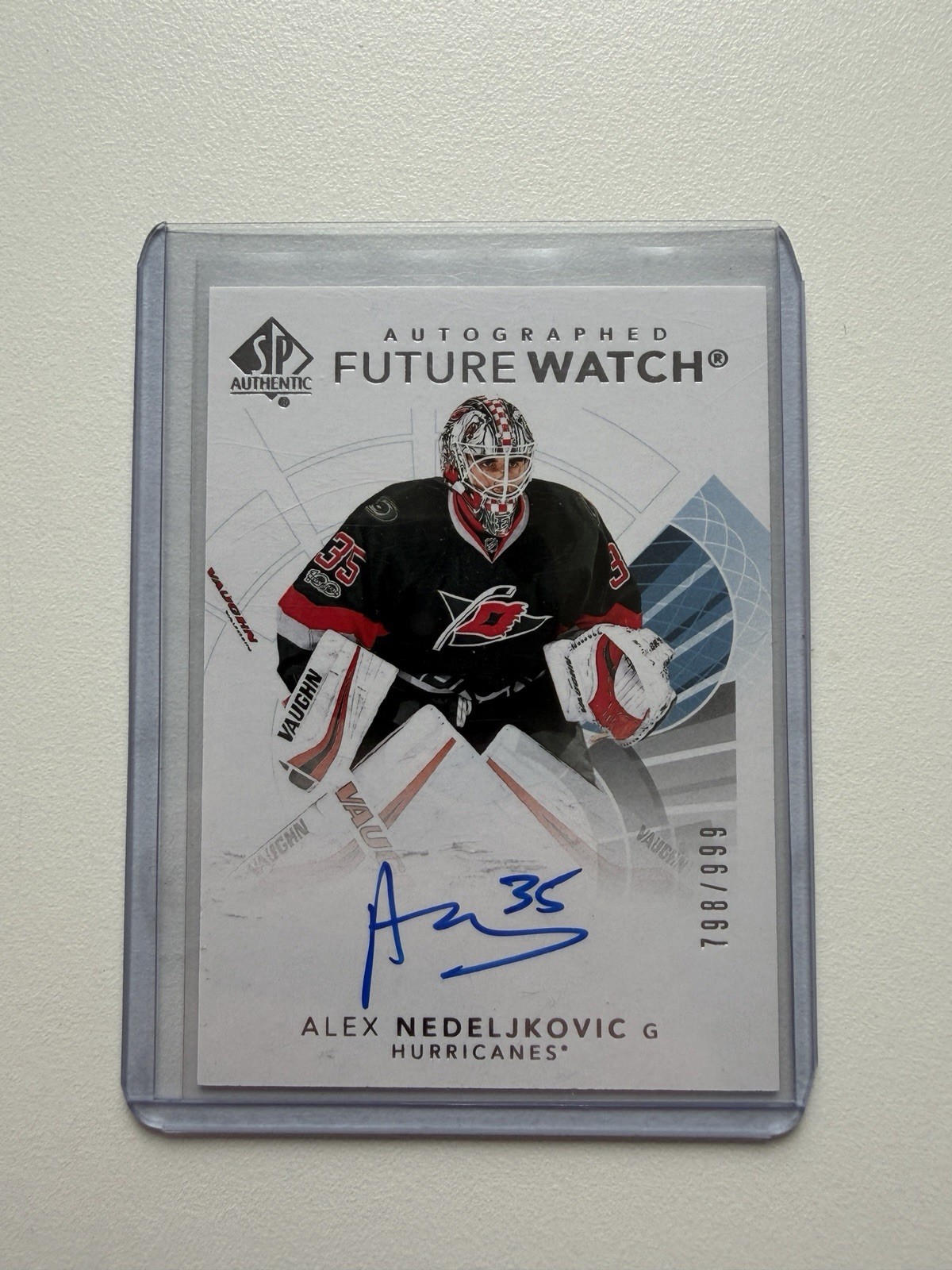 2017-2018 UD SP Authentic #181 Future Watch Rookie Alex Nedeljkovic Auto MT /999