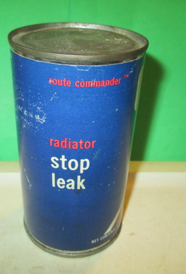 #ad VTG METAL Can PAPER LABEL ROUTE COMMANDER RADIATOR Stop Leak HUSKY OIL C CODY WY $100.00