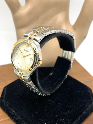 Seiko Women's Watch SXD646 Quartz Silver Dial Date Two Tone