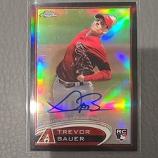 Topps Chrome 2012 Trevor Bauer Rookie Auto Black Refractor #TB /100 Diamondbacks