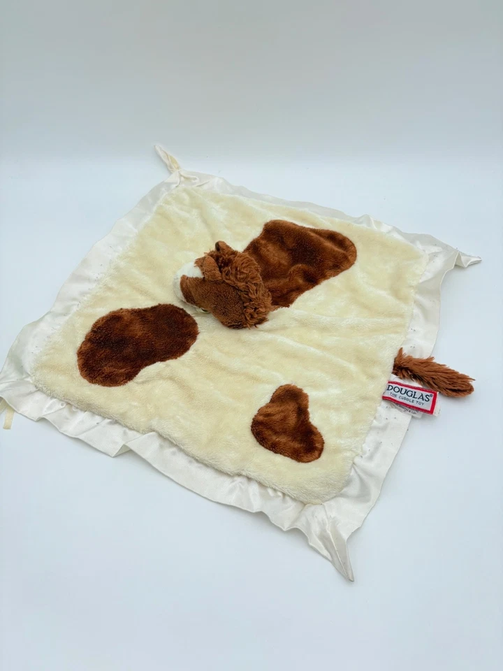 Manta de seguridad Douglas Horse Lovey satinada recorte cola manchas guardería juguete de peluche Foto 3 de 4