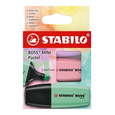 Stabilo BOSS MINI Pastel - Evidenziatore - Astuccio da 3 - Glicine, Rosa Antico,