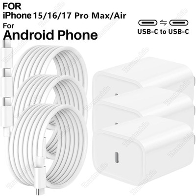For Samsung i Phone Air 17 16 15 Fast Charger 20W Type C USB C Adapter PD Cable