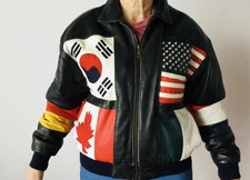 Vintage Oldschool Jacke, Lederjacke, Bunt , Größe M