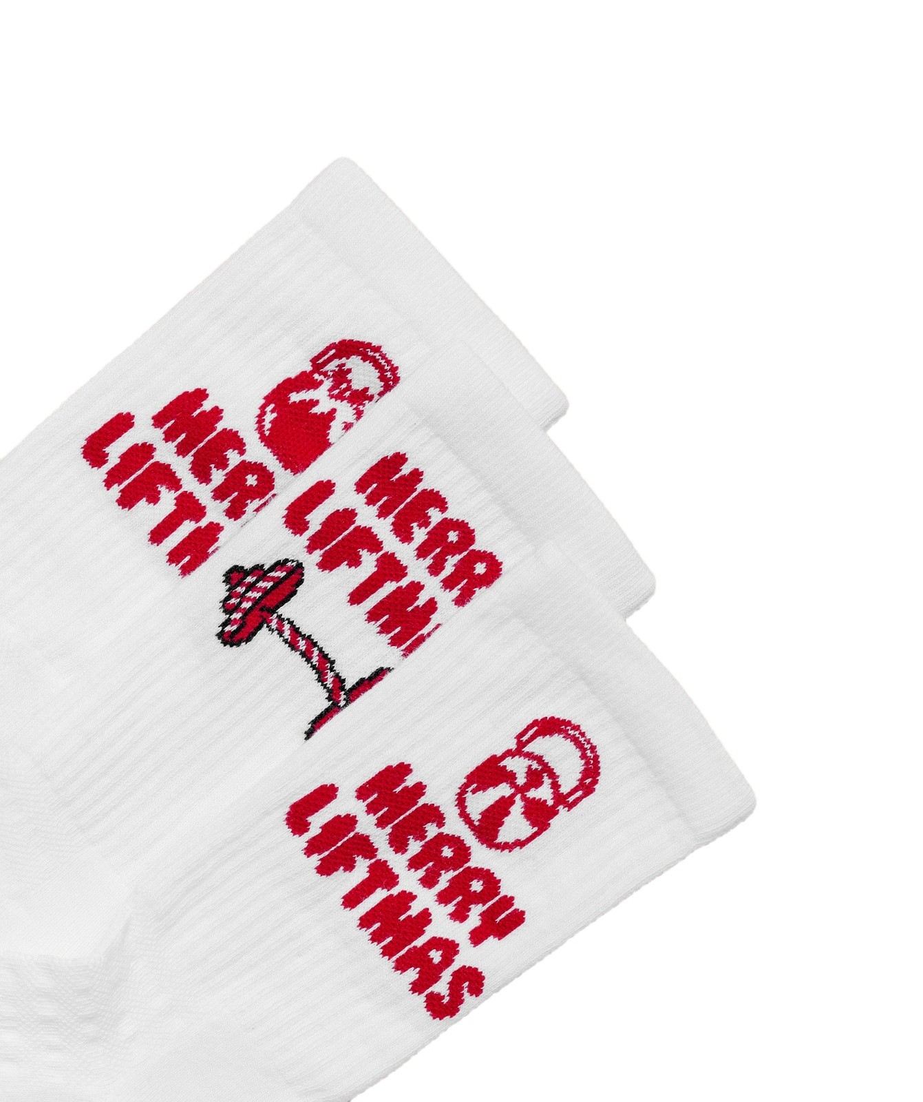 Gymshark Liftmas Crew Socks 3 Pack White Red Merry Liftmas NWT Sold Out image 3