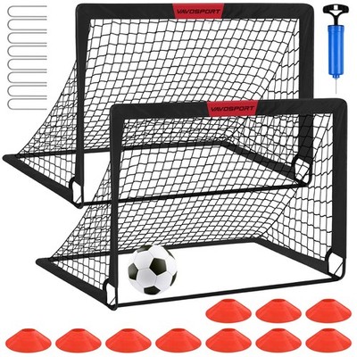 Kids Soccer Goals for Backyard Set - 2 of 4' x 3' Portable Soccer Goal Traini...