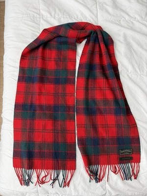 James Pringle Weavers 100% Wool Plaid Scarf Unisex Red Robertson Classic Preppy