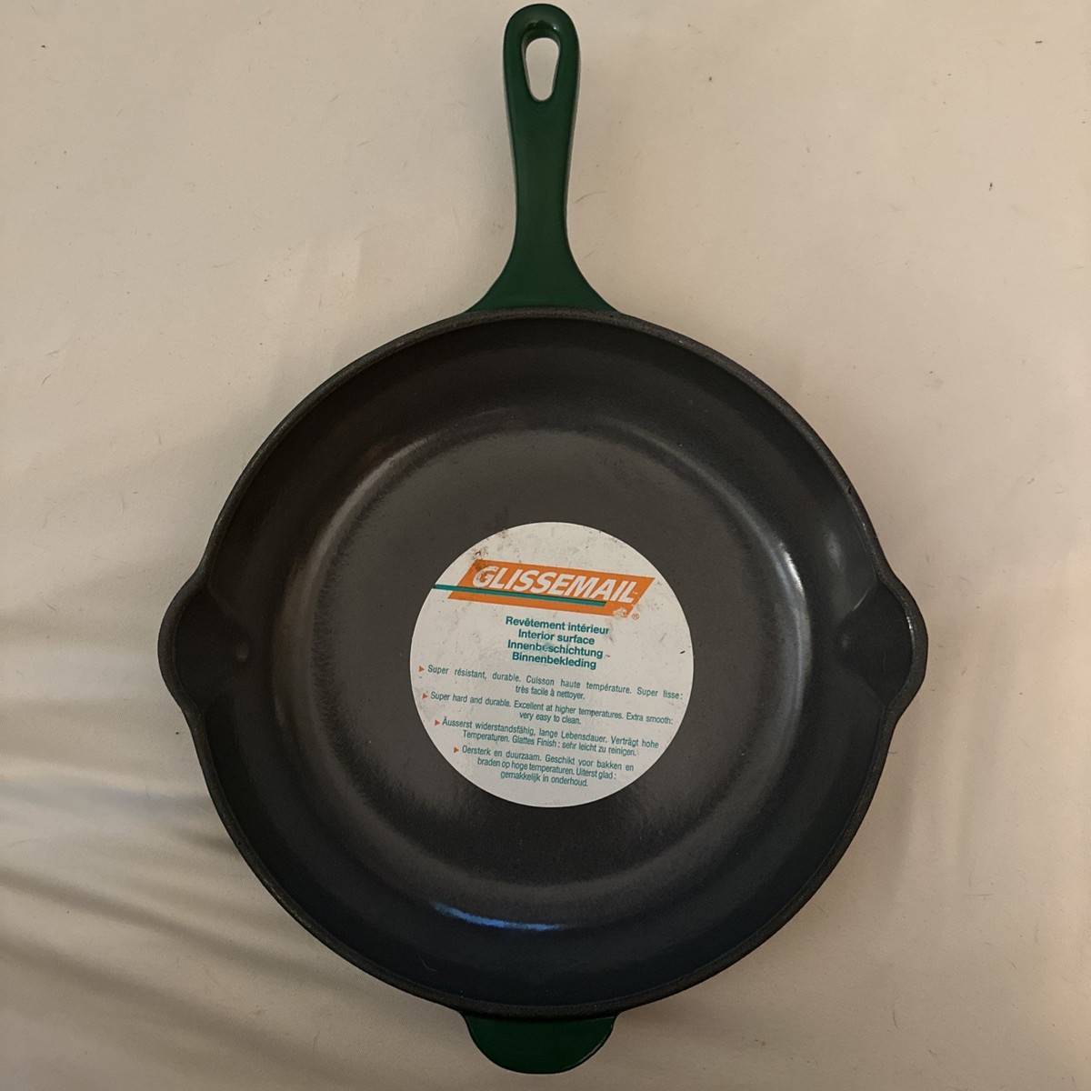 Vtg Le Creuset 23 9” Skillet Cast Iron Enamel Double Spout