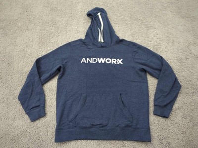 Andworx Hoodie Mens Large Blue Pullover Sweatshirt Long Sleeve Digital District