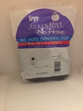 4 Pair Pack Leggs Leggs Silken Mist No Hose Control Top Mid Thigh Sz Q Jet Blck
