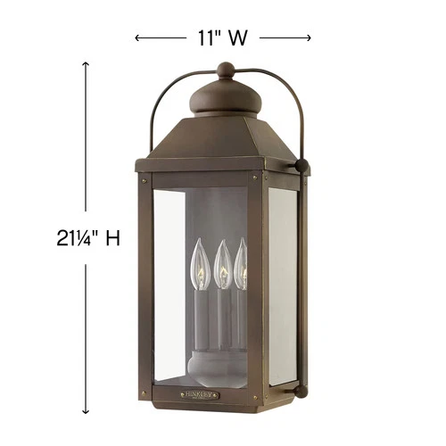 Hinkley Anchorage 3-Light Outdoor Large Wall Mount in Light Oiled Bronze 1855LZ - Picture 2 of 2