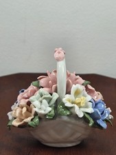 Vintage Capodimonte Style Porcelain Flower Basket - Hand-Painted Ceramic Floral