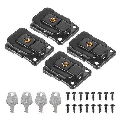 4 x Suitcase Lock Hasp 1.6''x1.10'' Iron Toggle Catch Latch with Key/Screw Black