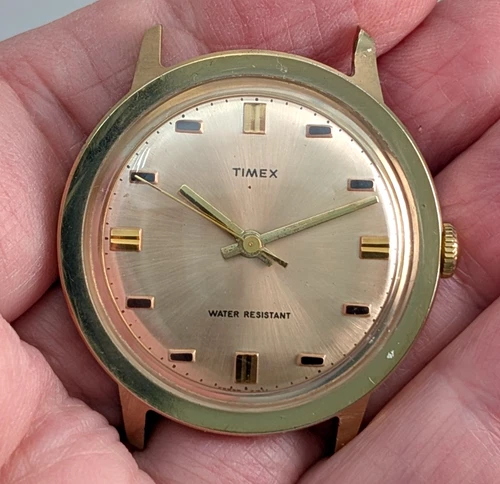 1971 TIMEX Marlin Salmon Dial Vintage Men's 35mm Watch Movement PARTS or REPAIR