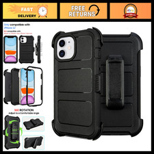iPhone 11 Defender Case with Belt Clip, Holster  Kickstand - Black Protective C