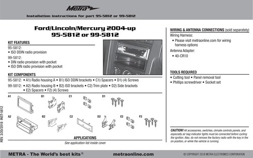 95-5812 Ford Double-Din Radio Mounting Dash Kit & Wires Car Stereo Install - Picture 3 of 4