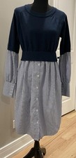 Bobeau sweater Top Dress- Long Sleeve- Striped- blue. Mesium