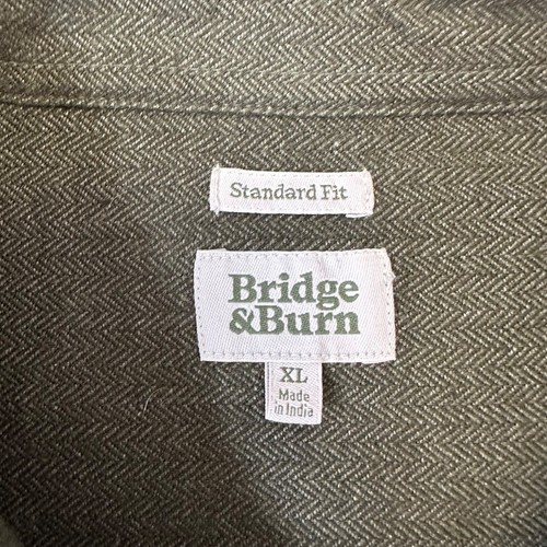 Bridge & Burn Mens Bedford Long Sleeve Button Up Cotton Twill Shirt Sz XL Olive - Picture 3 of 12