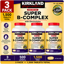 3-Pack Kirkland Signature Super B-Complex with Electrolytes, 500 Tablets