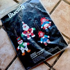 Vintage Bucilla Jeweled Holiday Ornaments Puppets Set of 4 Kit 3583 Sealed