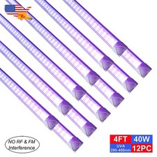 12 Pack 4FT 40W UV Led BlackLight Ceiling Fixture for Glow in the Dark Party USE