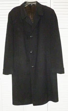 Men's Wool Plaid Overcoat Black Brown Strawbridge & Clothier Large