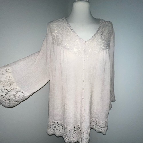 UEC FREE PEOPLE TOP CONTADINO BIANCO CREMA AVORIO TAGLIA XS - Foto 1 di 11