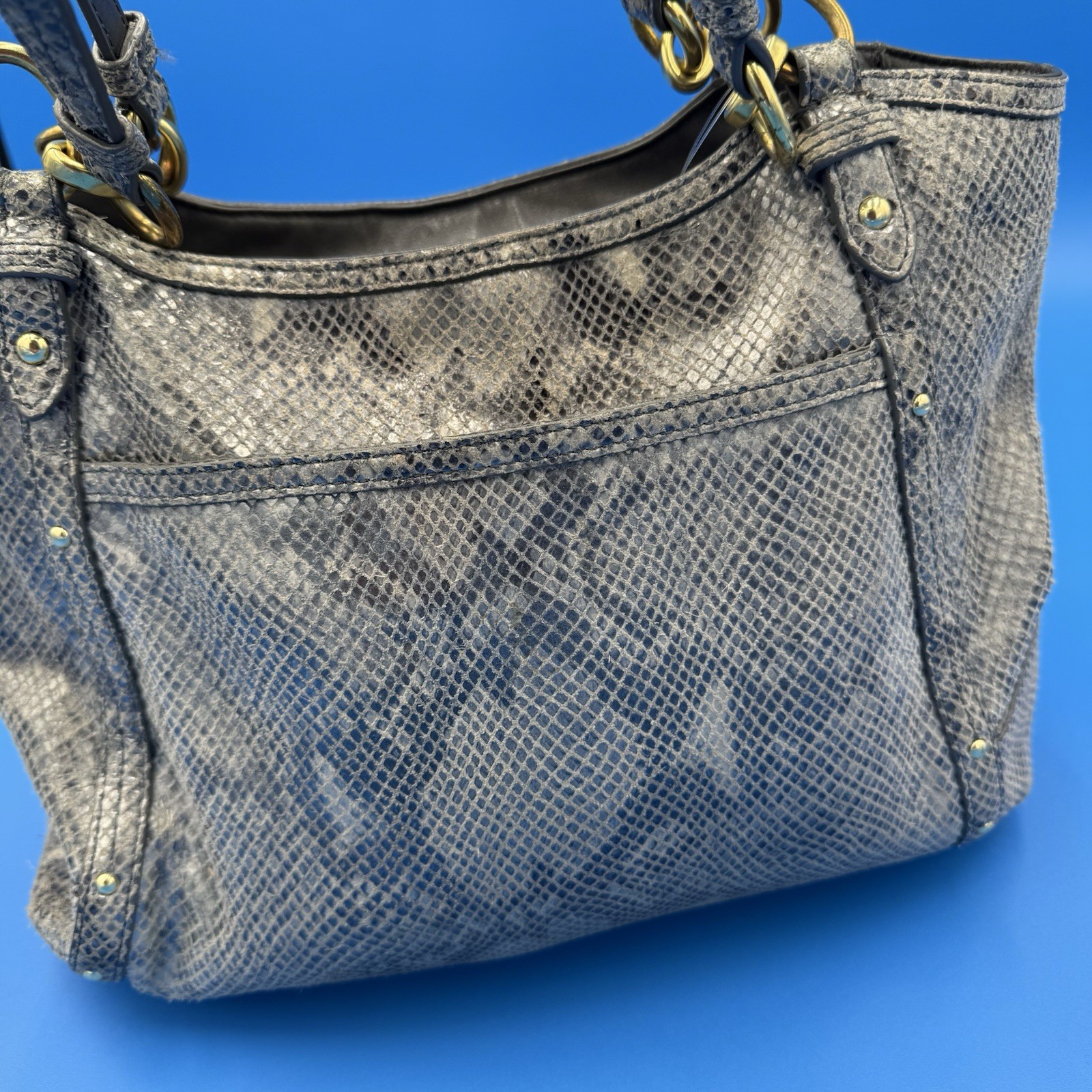 AUTHENTIC COACH EXOTIC PYTHON LEATHER STUDDED TOT… - image 2