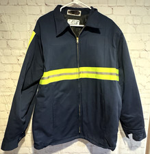 Mens Size Large Navy High Vis Quilted Bomber Jacket Aramark Work Wear M59804