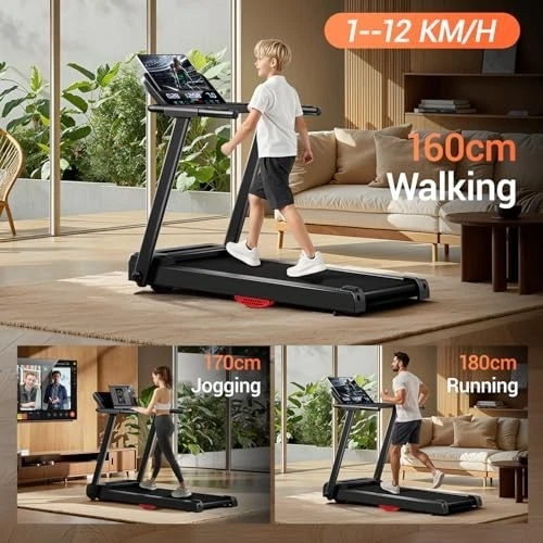 Laufband Für Zuhause Klappbar 12KM/H,Laufbänder 2,5PS/1800W mit Herzfrequenzm... - Bild 2 von 4