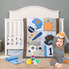 Sport Baby Crib Bedding Sets - No.1 Champ Ball Theme Boys Nursery Set  3-Pie...