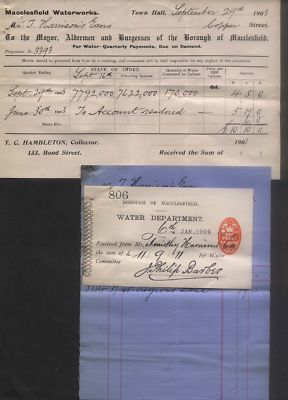 1903 Macclesfield, Wasserwerk, Geldschein Und Rechnung Sich Mr. J.HARRISON'S