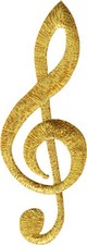 Patch - Gold Treble Clef Sheet Music Note Band Musician Shiny Sew Iron On 51109