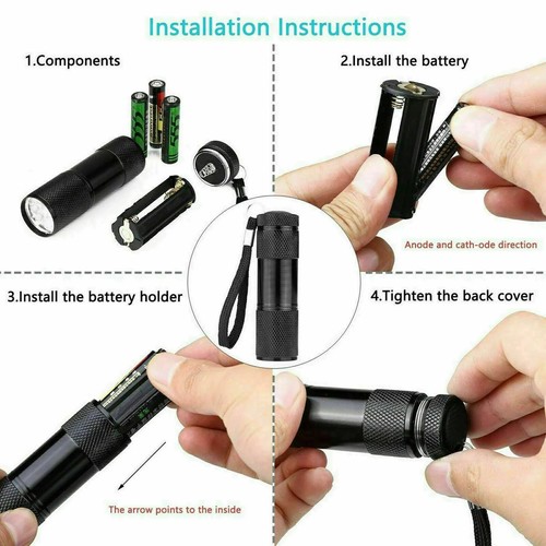 9 LED UV Torch Ultra Violet Flashlight Blacklight Lamp Camping Money Checker UK - Picture 2 of 4
