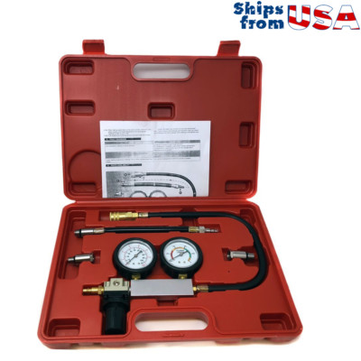 Engine Cylinder Dual Gauge Leakdown Tester kit Diagnostics Tool