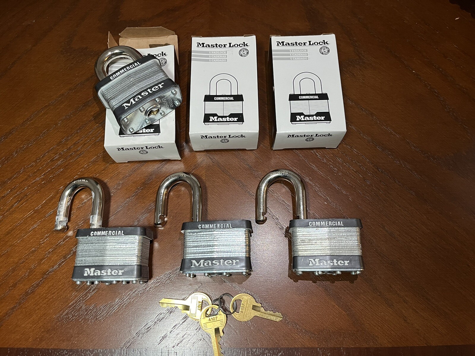 Lot of 5 Master Lock Commercial 5KAA107 Keyed Alike Padlocks eBay